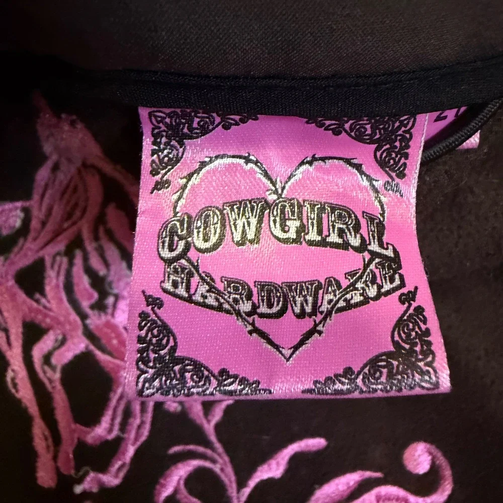 Cowgirl Hardware Girls 2T Black Pink Softshell Jacket Horse Rhinestone Western